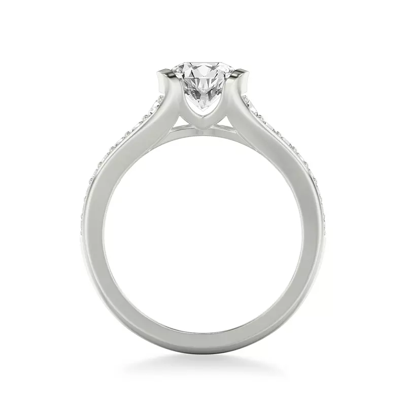 18K White Gold Colette Bezel Engagement Ring with Diamond Shank