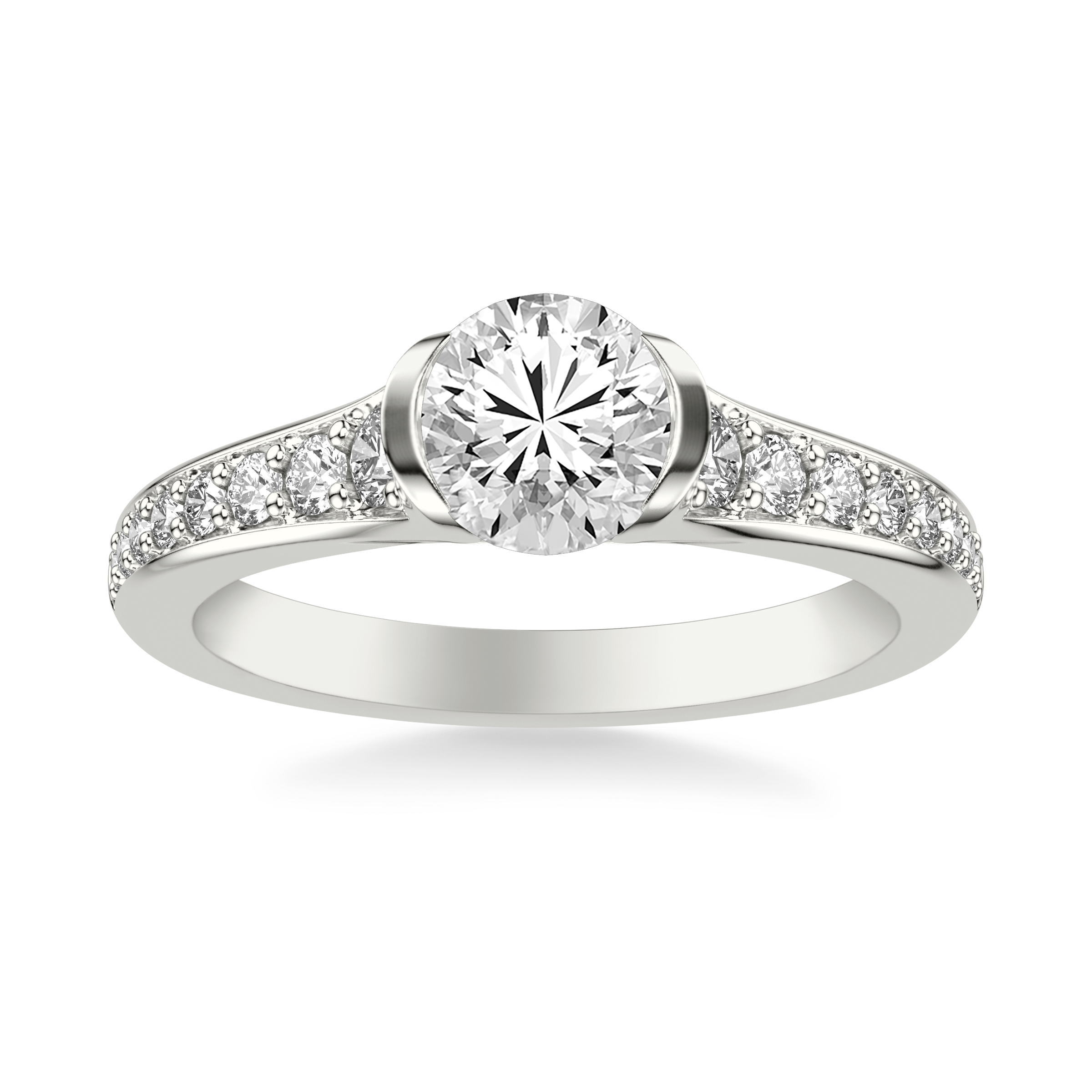 Platinum Colette Bezel Engagement Ring with Diamond Shank