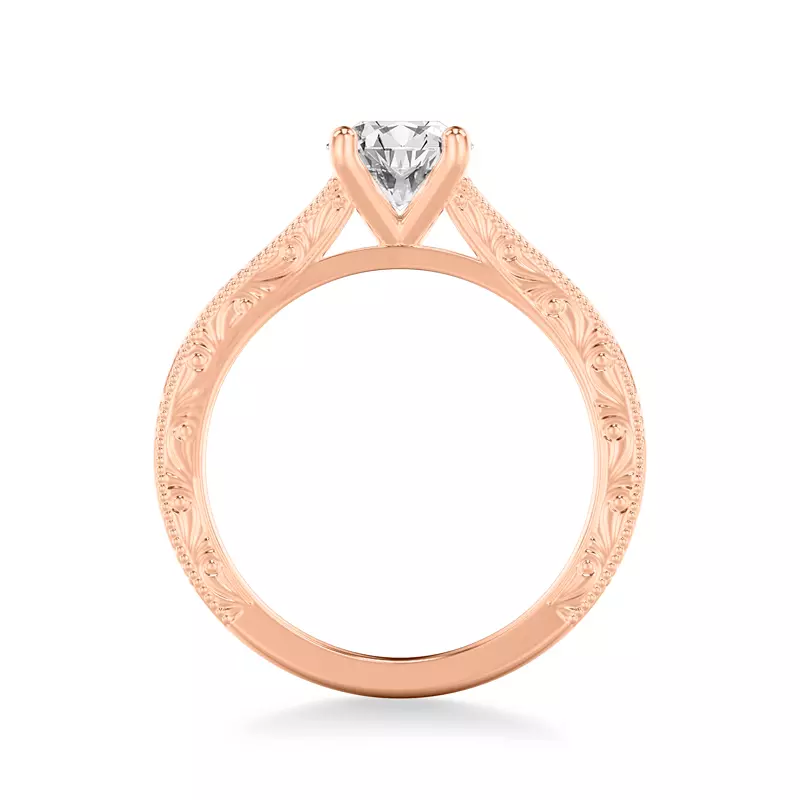 14K Rose Gold Islay Hand-Engraved Solitaire Engagement Ring