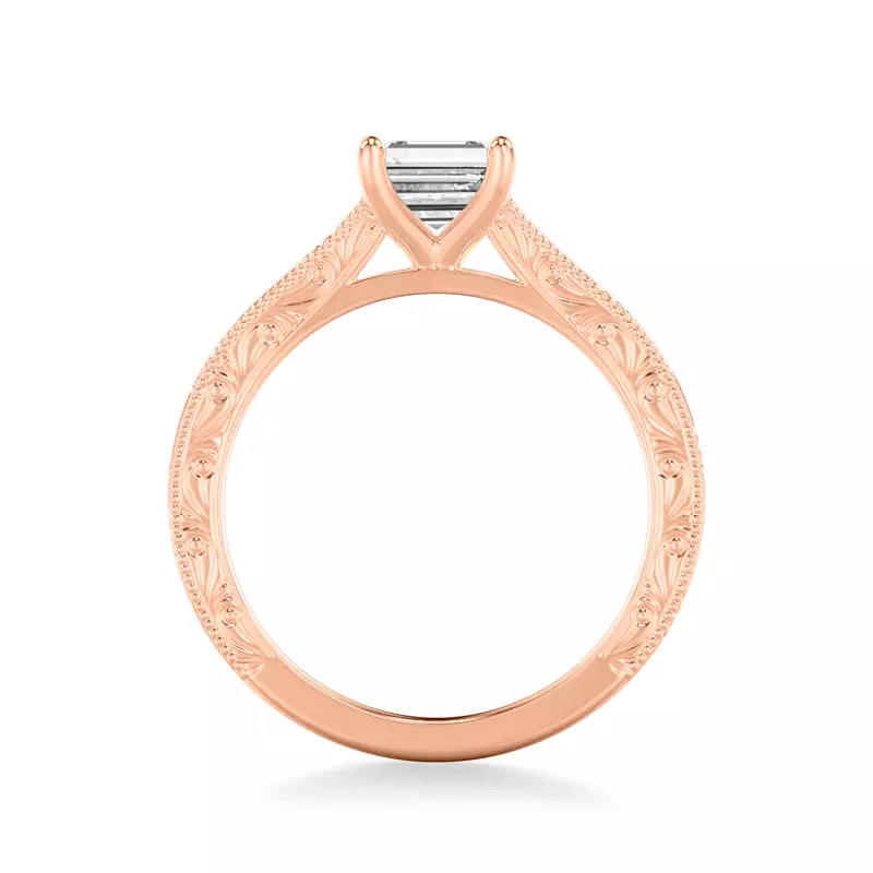 14K Rose Gold Islay Hand-Engraved Solitaire Engagement Ring