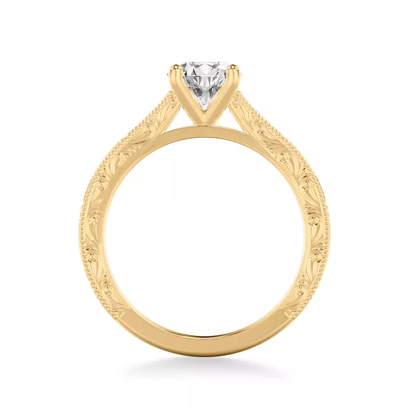 14K Yellow Gold Islay Hand-Engraved Solitaire Engagement Ring