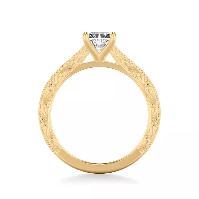 14K Yellow Gold Islay Hand-Engraved Solitaire Engagement Ring