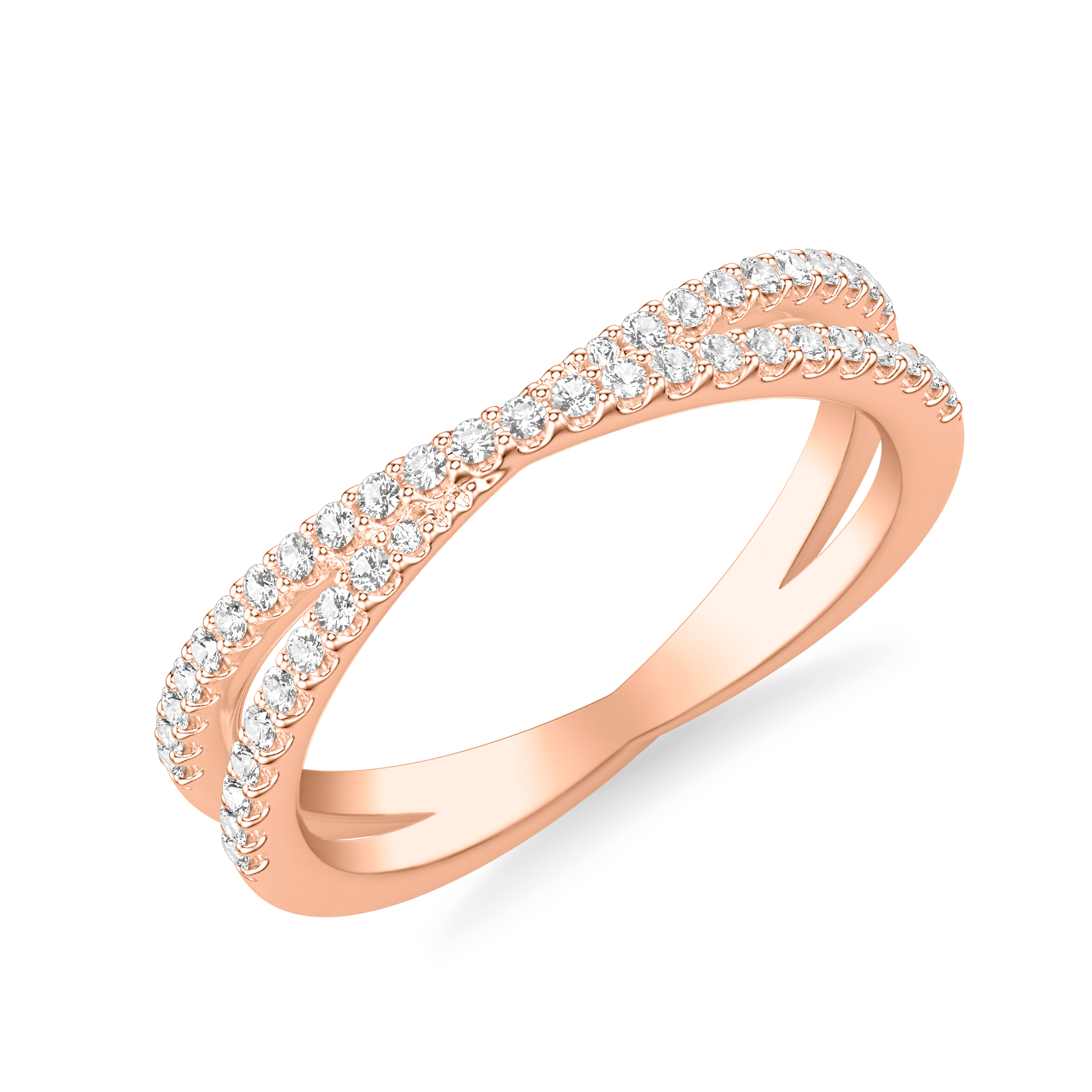 14K Rose Gold Diamond Crossover Band