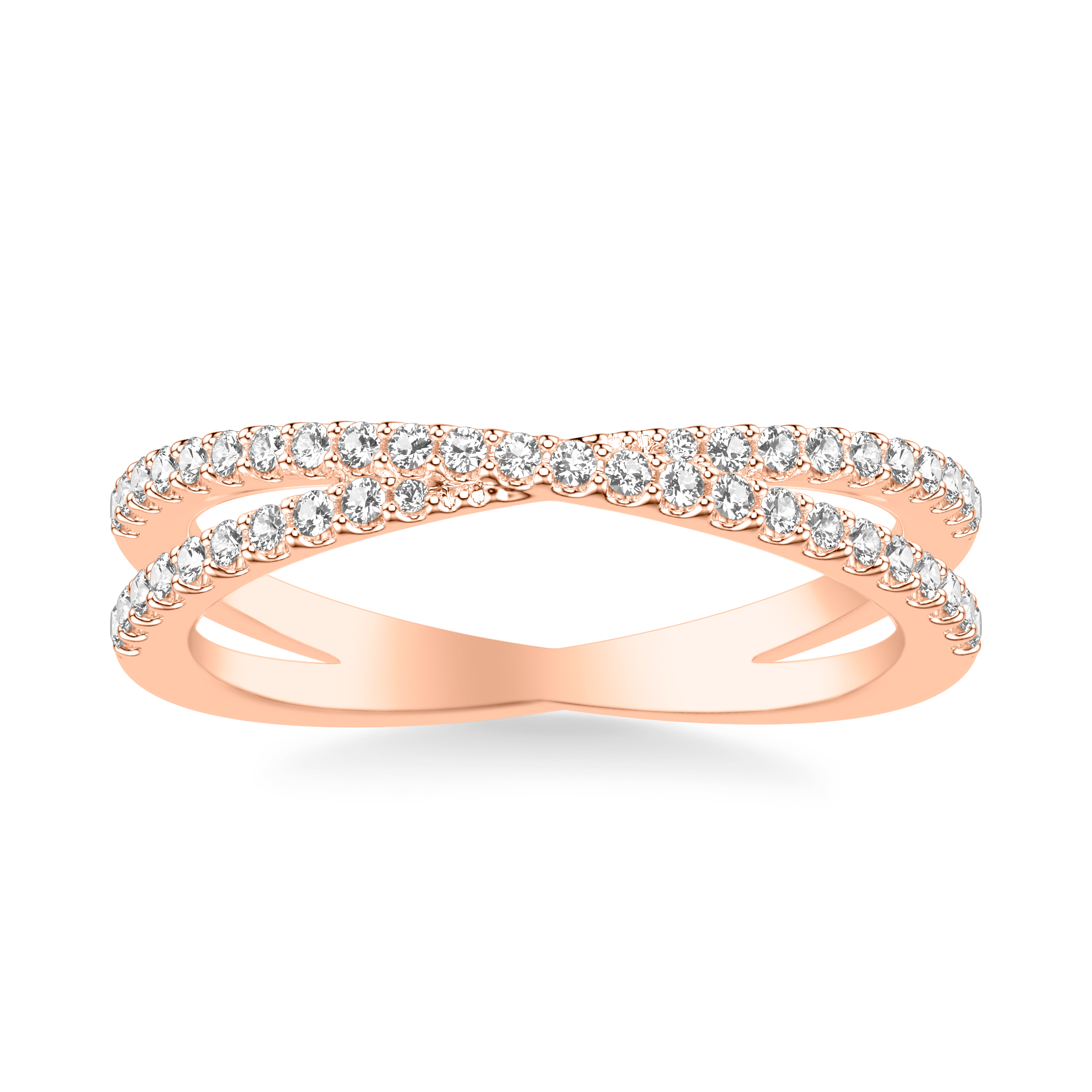 14K Rose Gold Diamond Crossover Band