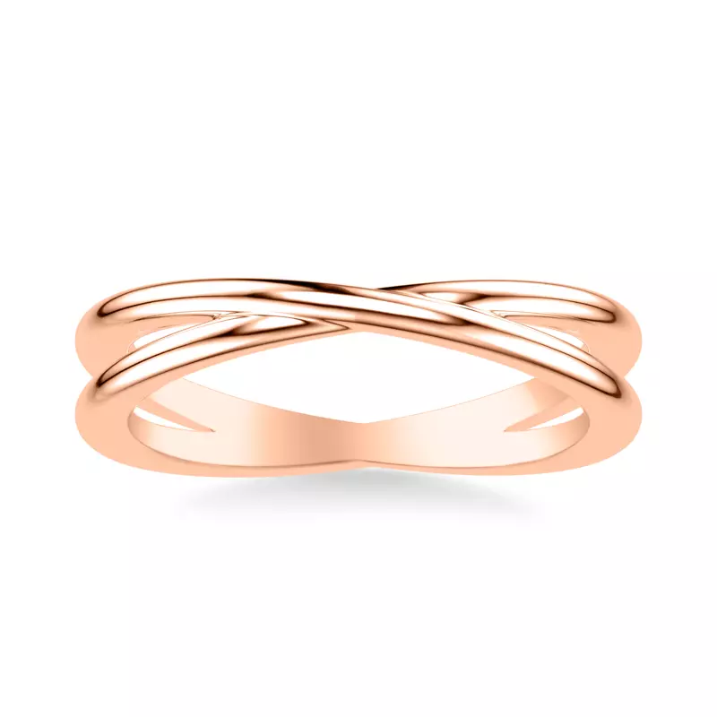 14K Rose Gold High-Polished Crossover Band