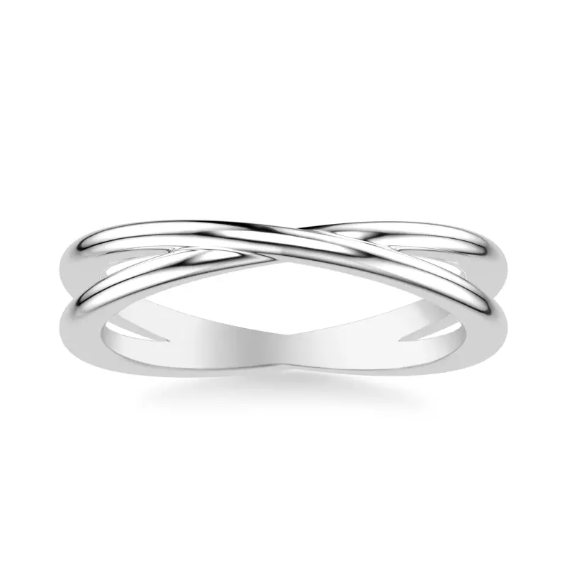 14K White Gold High-Polished Crossover Band