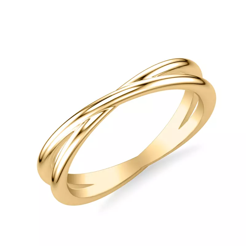14K Yellow Gold High-Polished Crossover Band