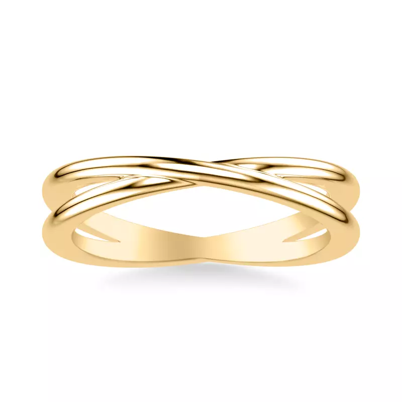 14K Yellow Gold High-Polished Crossover Band