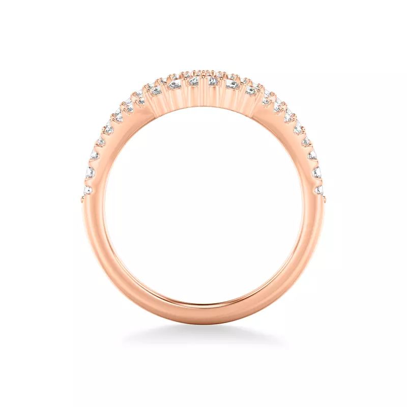 14K Rose Gold Graduated Diamond Double V-Band
