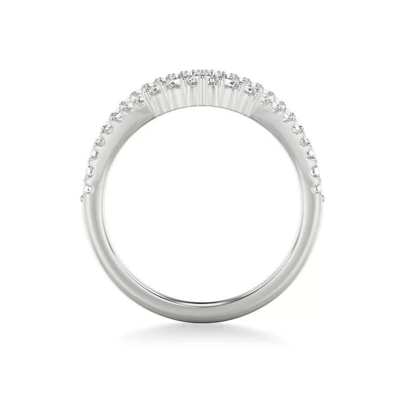 14K White Gold Graduated Diamond Double V-Band