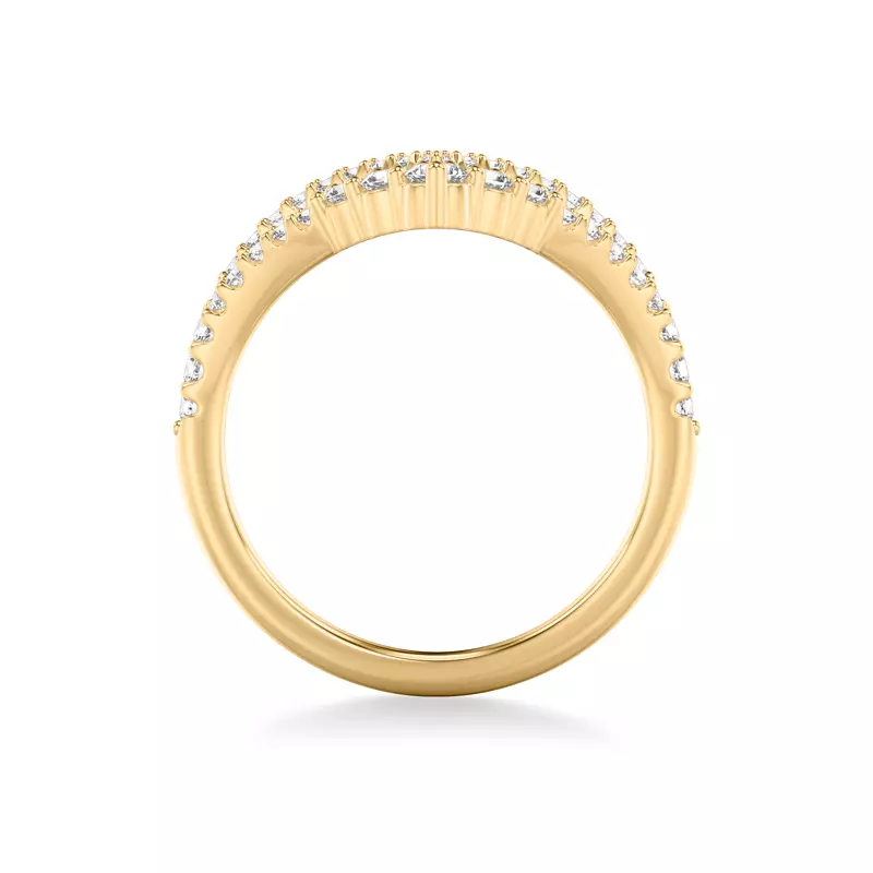 18K Yellow Gold Graduated Diamond Double V-Band