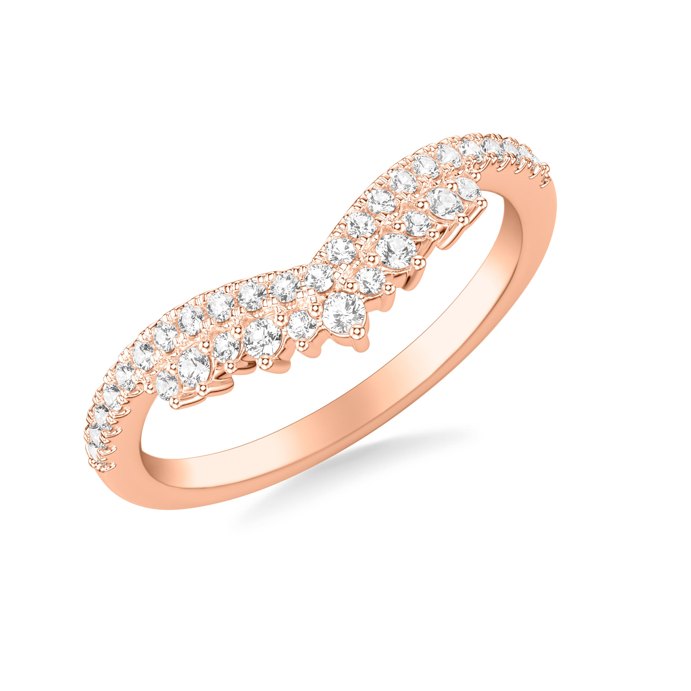 14K Rose Gold Tiara Diamond Curved Band