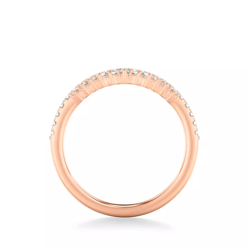 14K Rose Gold Tiara Diamond Curved Band