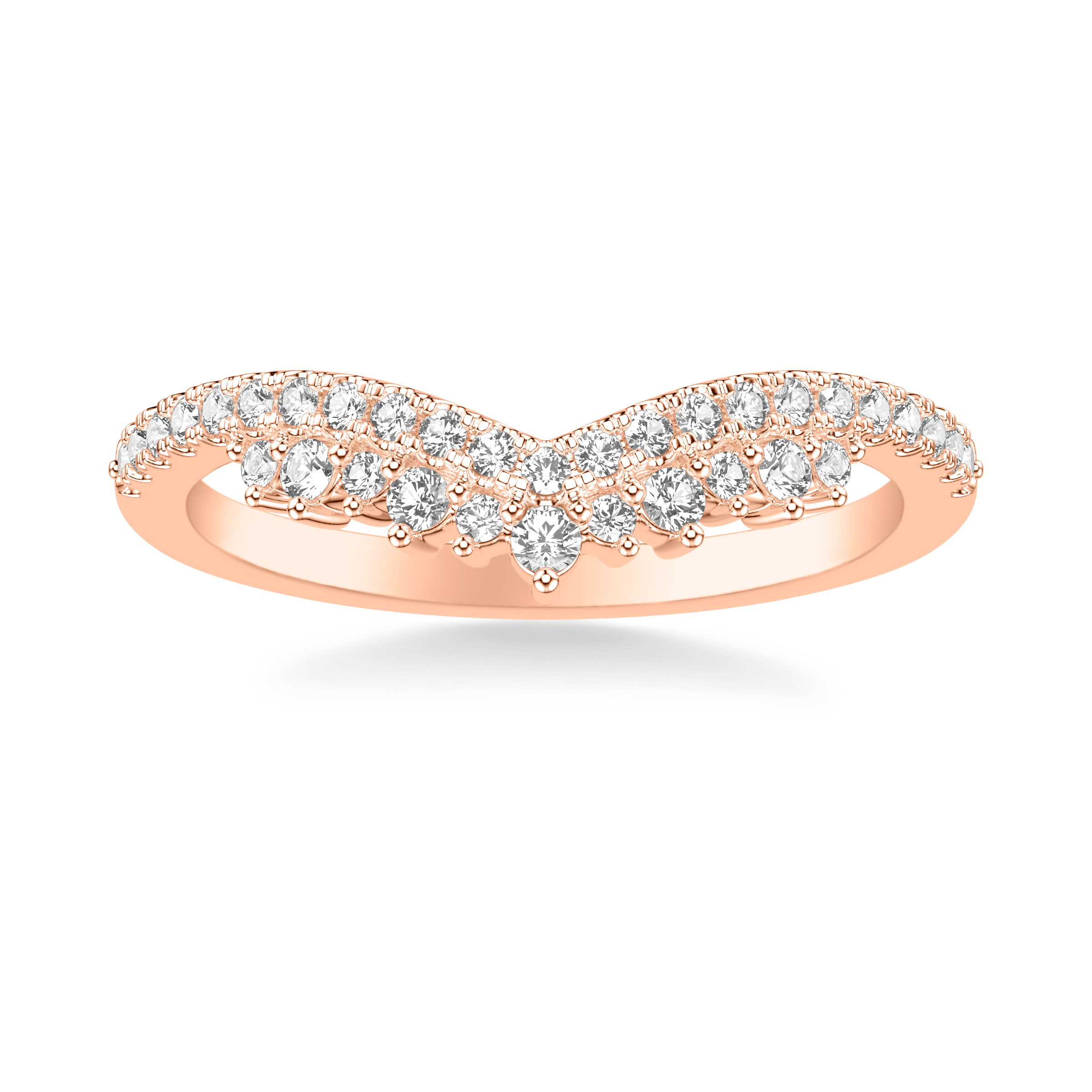14K Rose Gold Tiara Diamond Curved Band