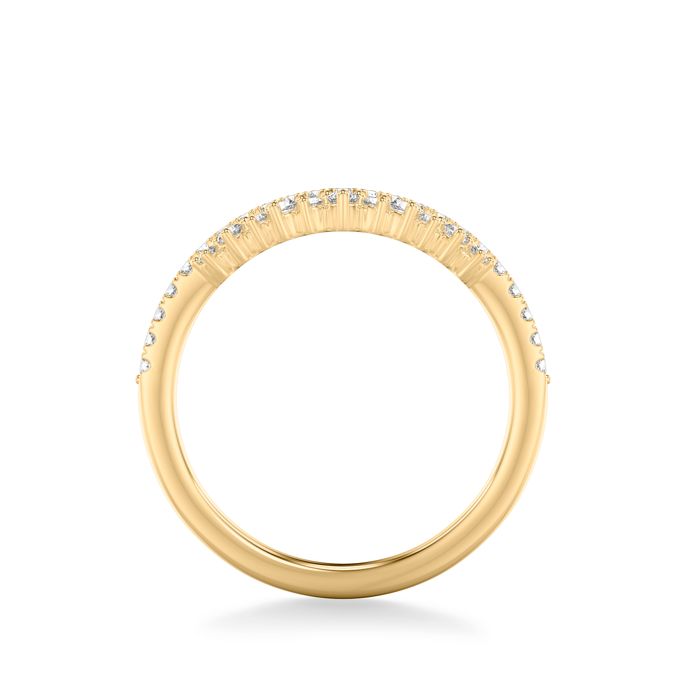 14K Yellow Gold Tiara Diamond Curved Band