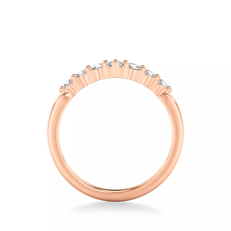 14K Rose Gold Chevron Shared Prong Diamond Band