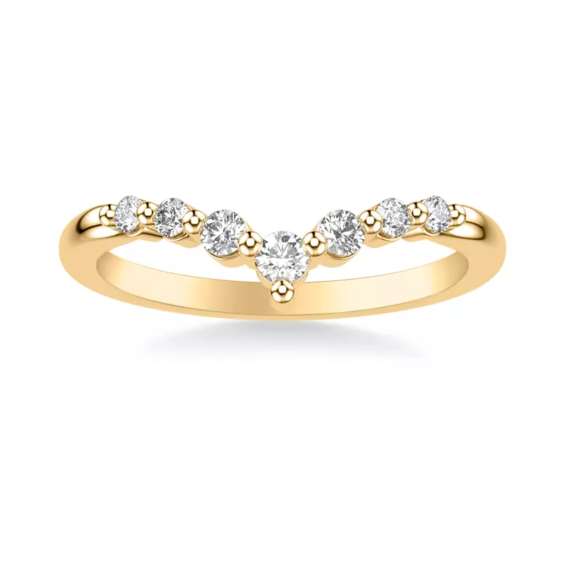14K Yellow Gold Chevron Shared Prong Diamond Band