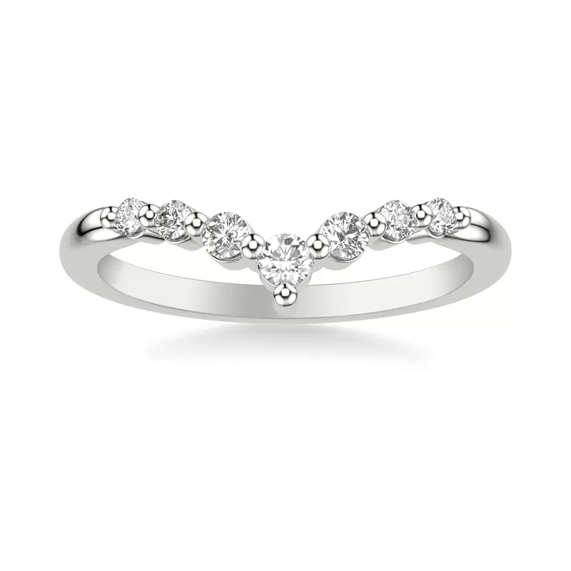 Platinum Chevron Shared Prong Diamond Band