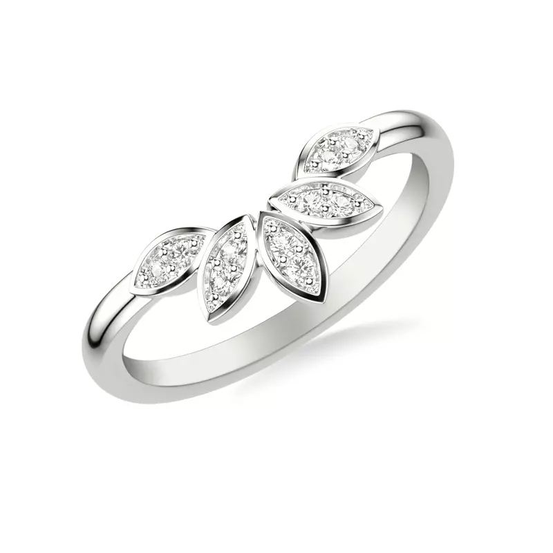 Platinum Floral Petal Diamond Band