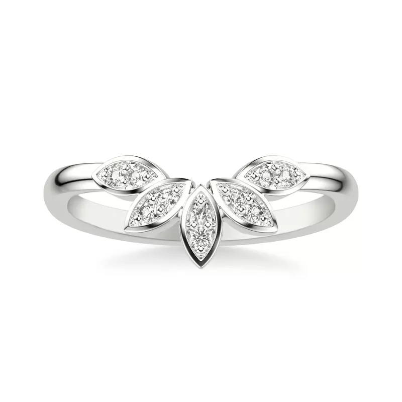 Platinum Floral Petal Diamond Band