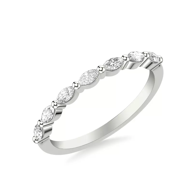 18K White Gold Petite Marquise Diamond Band (1/3 ct. tw.)
