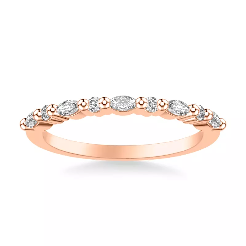 14K Rose Gold Petite Round and Marquise Diamond Band (1/3 ct. tw.)