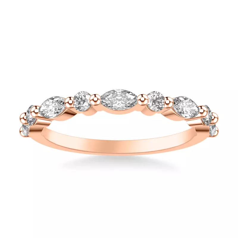 14K Rose Gold Deluxe Round and Marquise Diamond Band (3/4 ct. tw.)