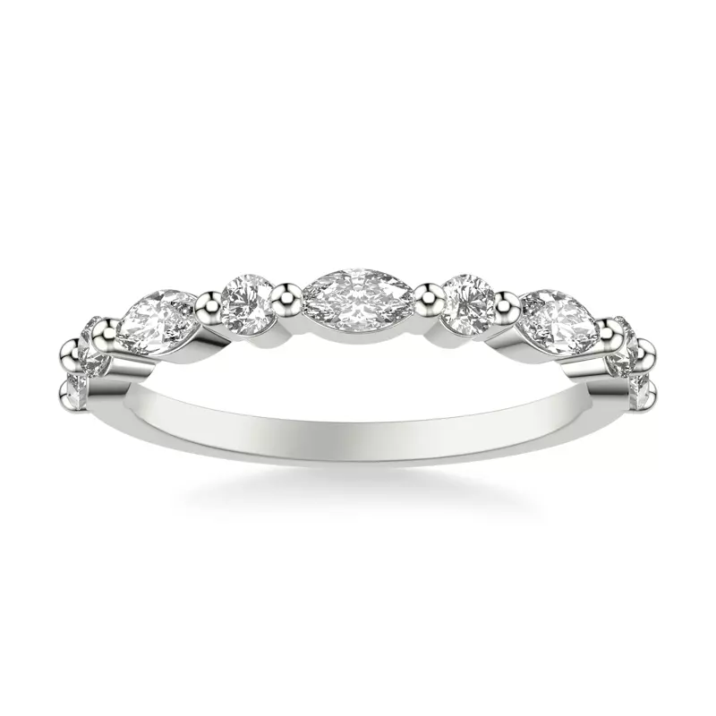 14K White Gold Deluxe Round and Marquise Diamond Band (3/4 ct. tw.)