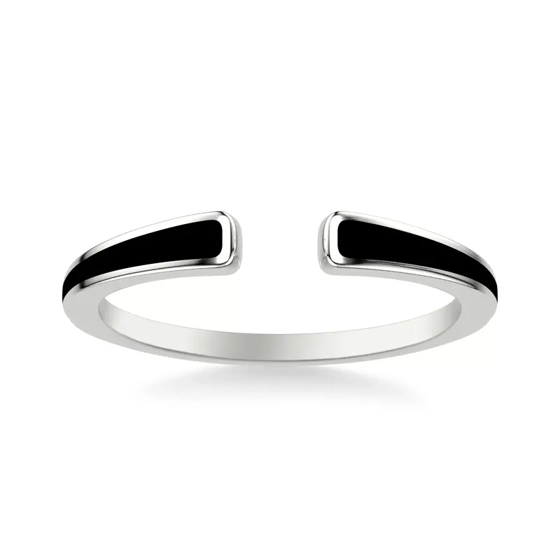 14K White Gold Open-End Ceramic Band