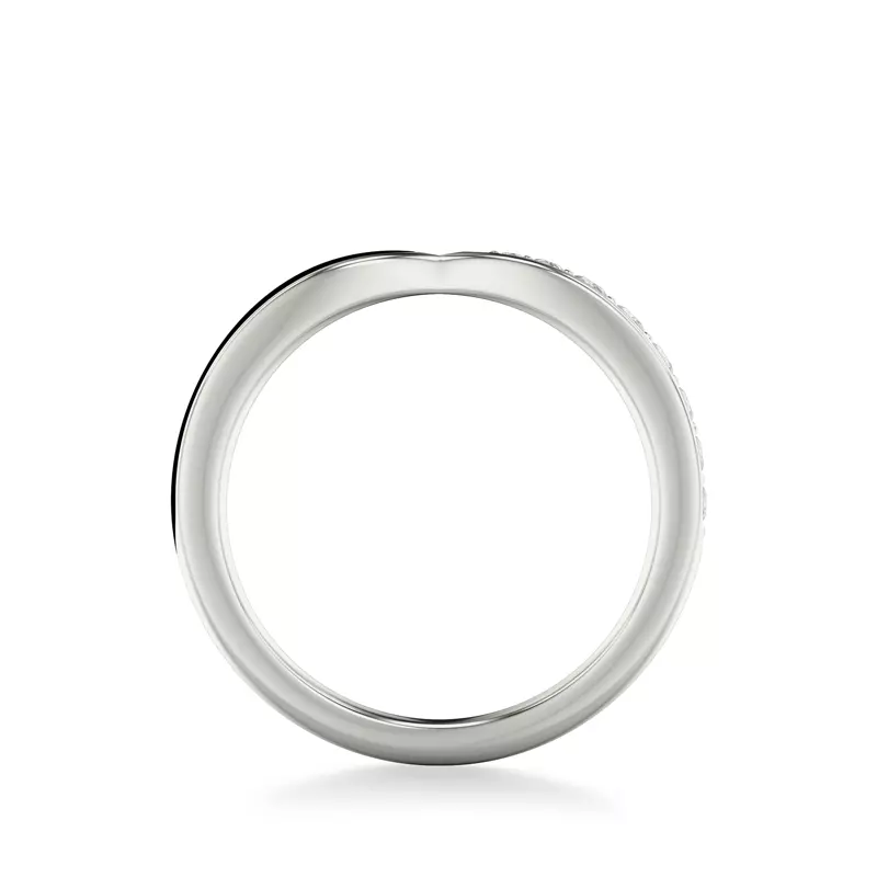 14K White Gold Pinched Diamond and Ceramic Band