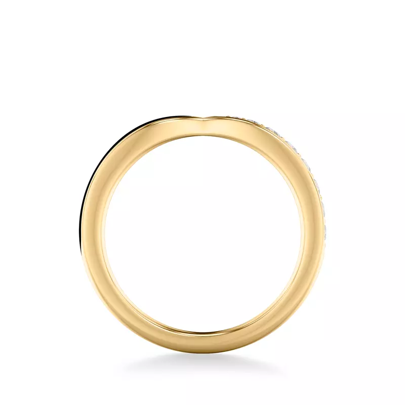 14K Yellow Gold Pinched Diamond and Ceramic Band