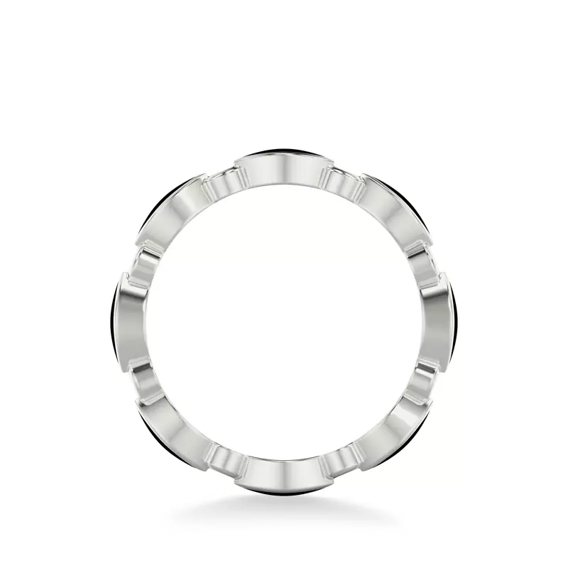 14K White Gold Round Diamond & Ceramic Marquise Shaped Eternity Band
