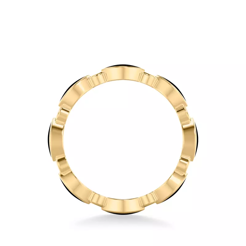 14K Yellow Gold Round Diamond & Ceramic Marquise Shaped Eternity Band