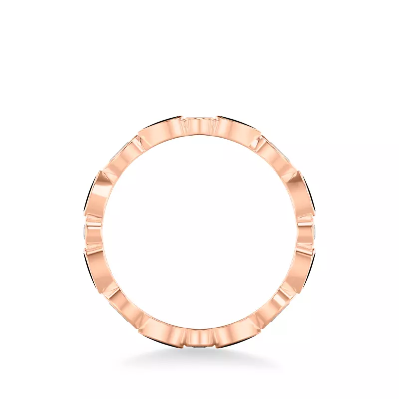 14K Rose Gold Mixed Shape Diamond & Black Ceramic Eternity Band