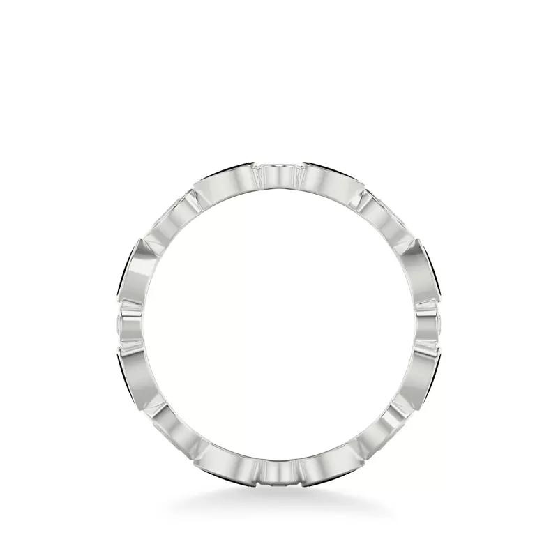 14K White Gold Mixed Shape Diamond & Black Ceramic Eternity Band