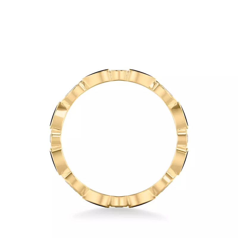 14K Yellow Gold Mixed Shape Diamond & Black Ceramic Eternity Band