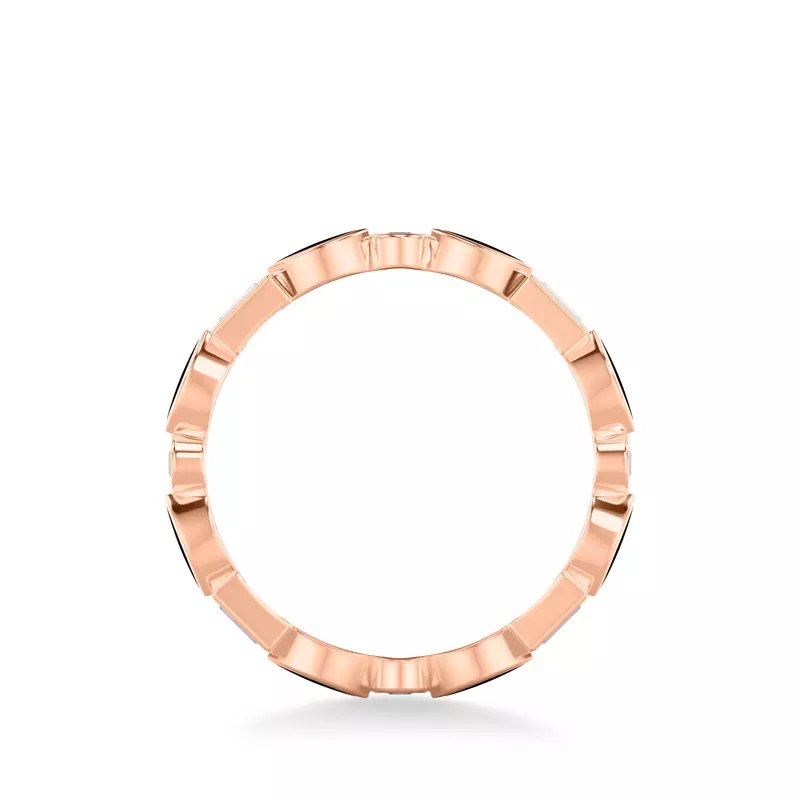 14K Rose Gold Round and Baguette Diamond Ceramic Eternity Band