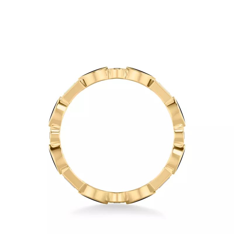 14K Yellow Gold Round and Baguette Diamond Ceramic Eternity Band