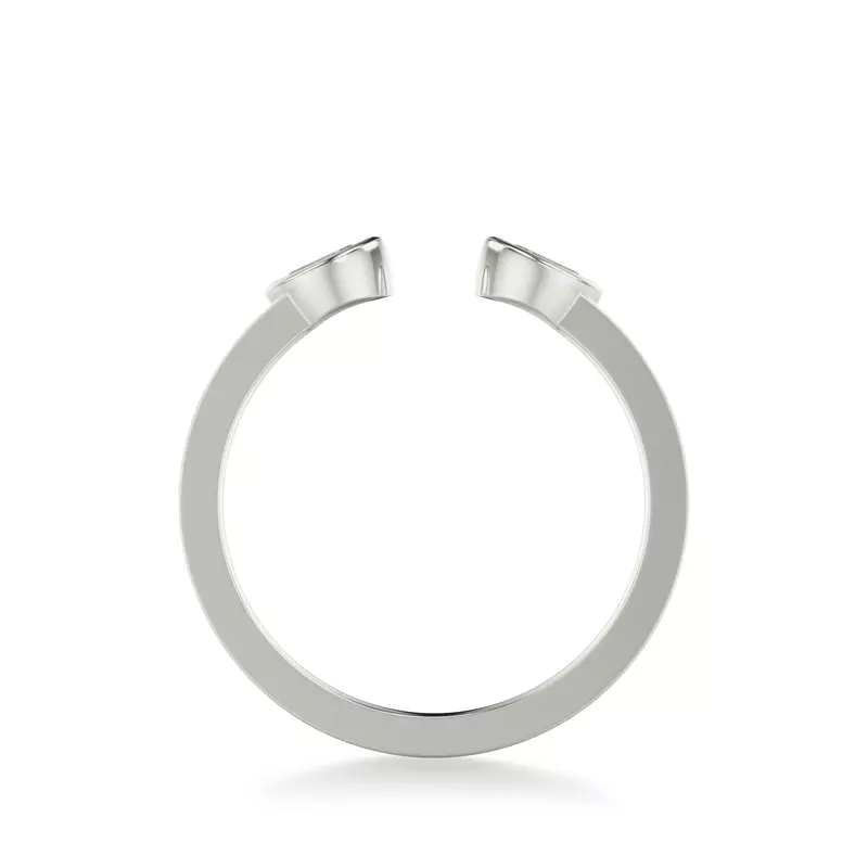 14K White Gold Open-End Marquise Diamond & Ceramic Band
