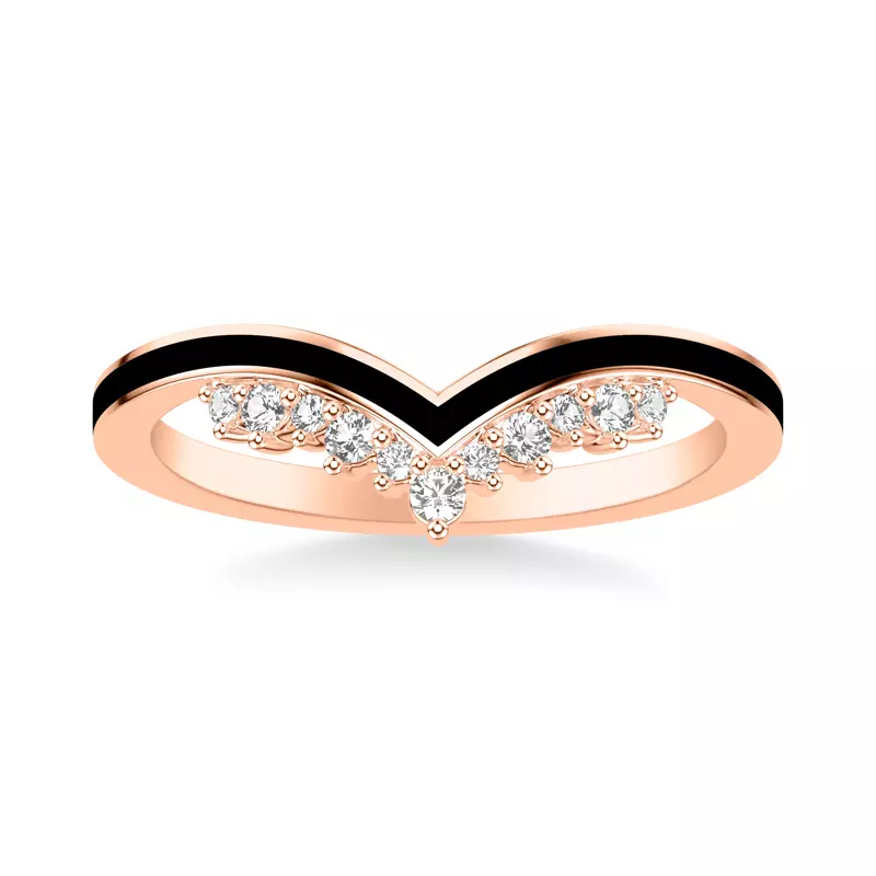 14K Rose Gold Diamond And Ceramic Tiara Band