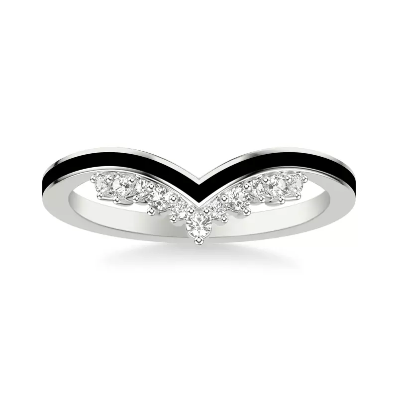 14K White Gold Diamond And Ceramic Tiara Band