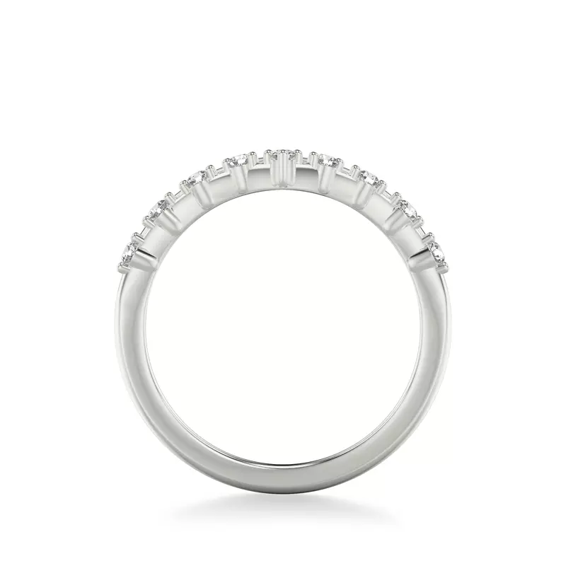 14K White Gold Diamond And Ceramic Double Chevron Band