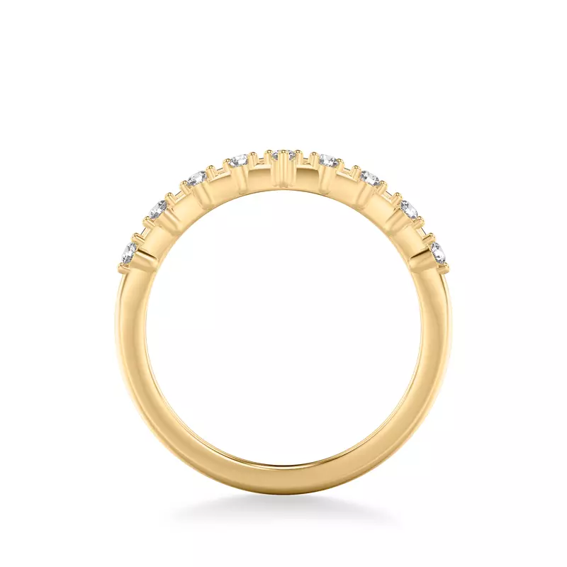 14K Yellow Gold Diamond And Ceramic Double Chevron Band