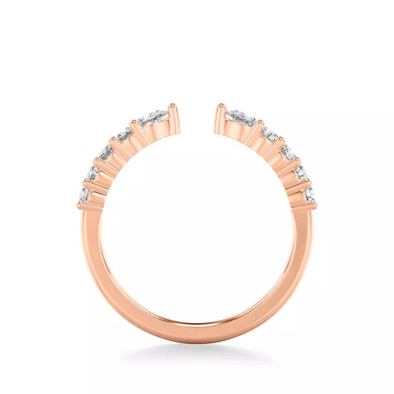 14K Rose Gold Blythe Pear And Round Diamond Open Band