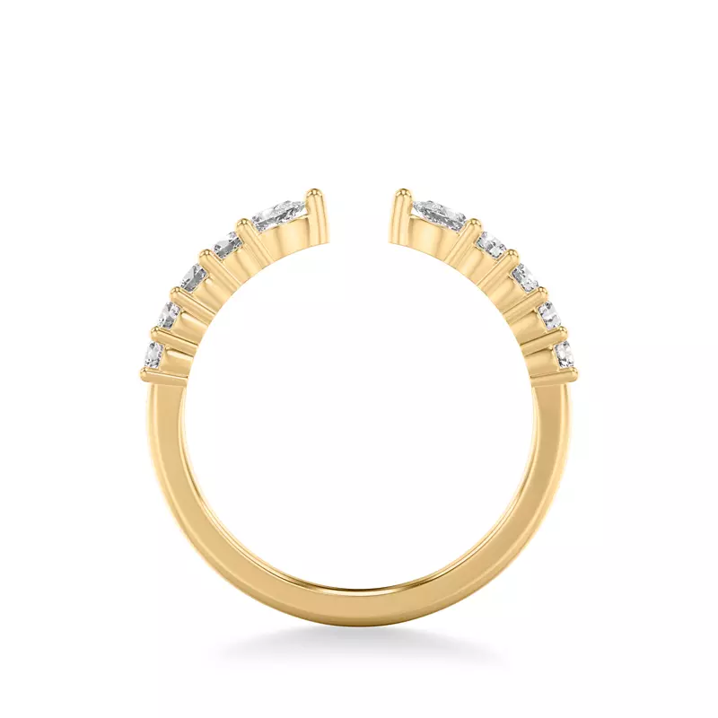 18K Yellow Gold Blythe Pear And Round Diamond Open Band