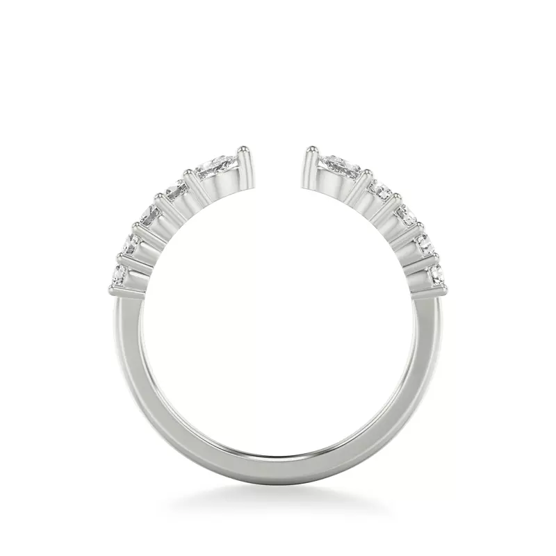 Platinum Blythe Pear And Round Diamond Open Band