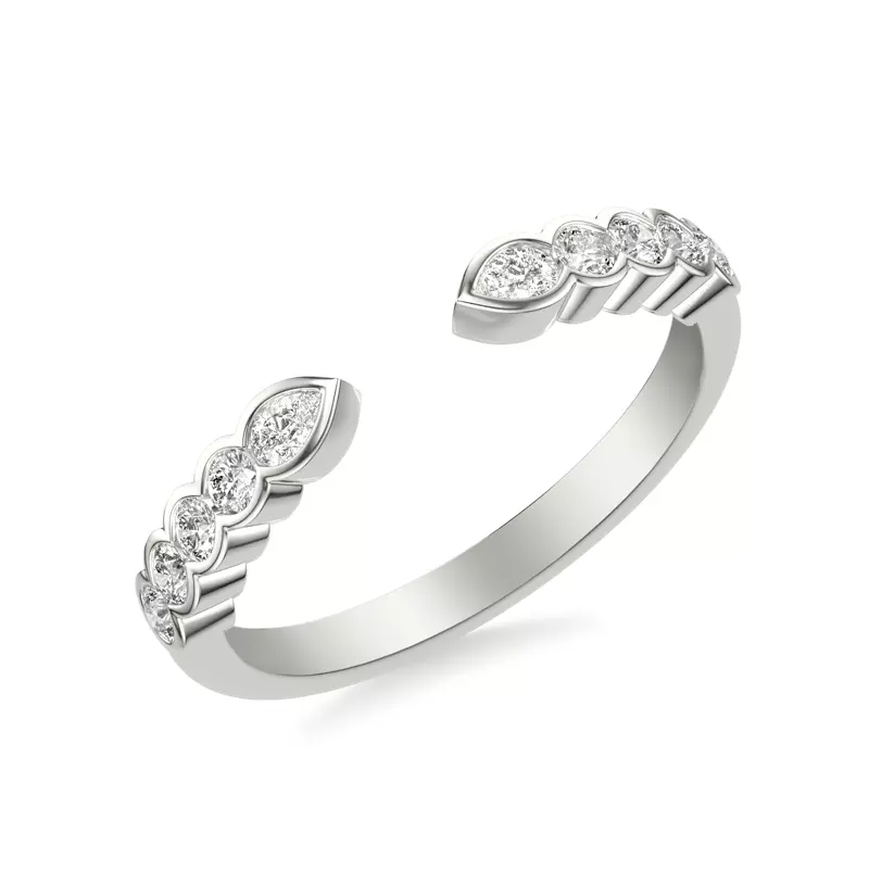 Clover Pear And Round  Bezel Open Band