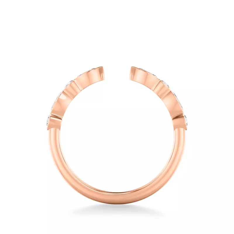 14K Rose Gold Bellamy Marquise And Round  Bezel Open Band