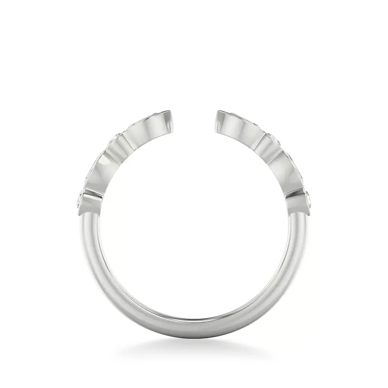 14K White Gold Bellamy Marquise And Round  Bezel Open Band