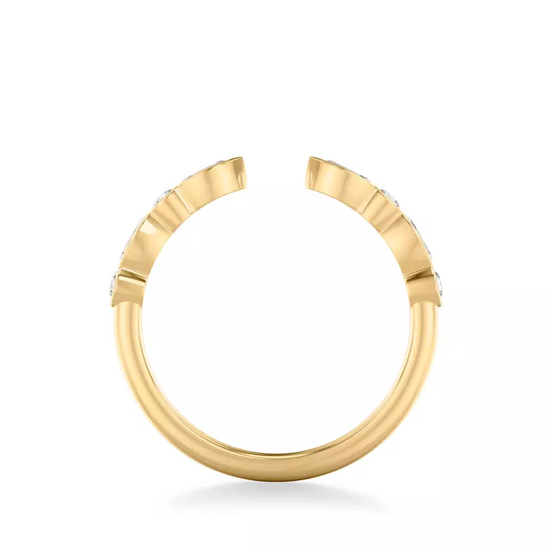 18K Yellow Gold Bellamy Marquise And Round  Bezel Open Band